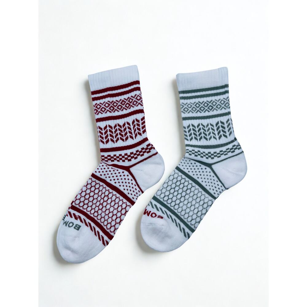 2 Pairs Bombas Holiday Checkered Calf Socks Medium 6-10